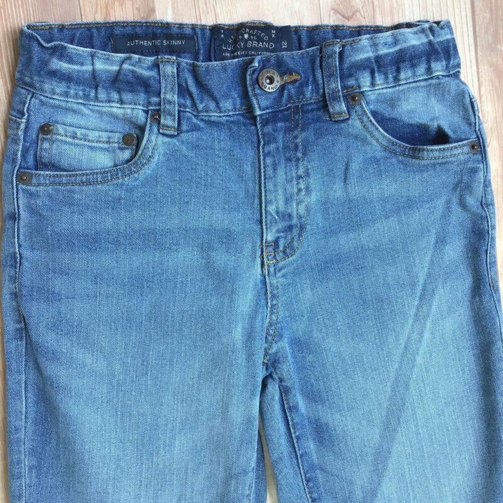 Lucky Brand Jeans Authentic Skinny Sz 12 Girl Medium Wash Denim Adjustable Waist - Picture 3 of 9